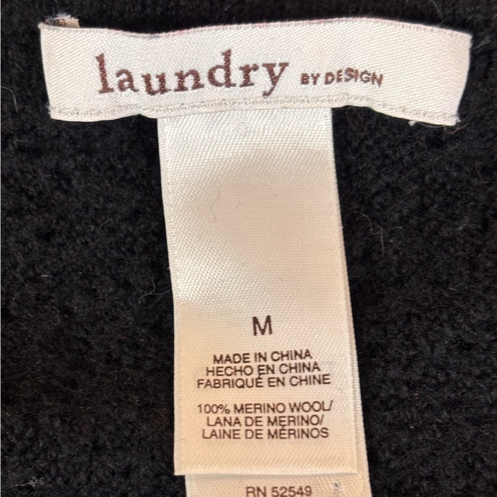 Laundry by Design Black 100% Merino Wool Pullover Sweater Size Medium - Picture 6 of 8